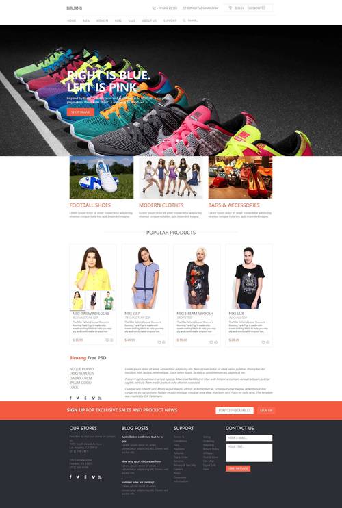 简约购物商城网店网站html模板,该模板的适配性高,可用于任何产品销售